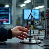 Engineer testing a prototype part